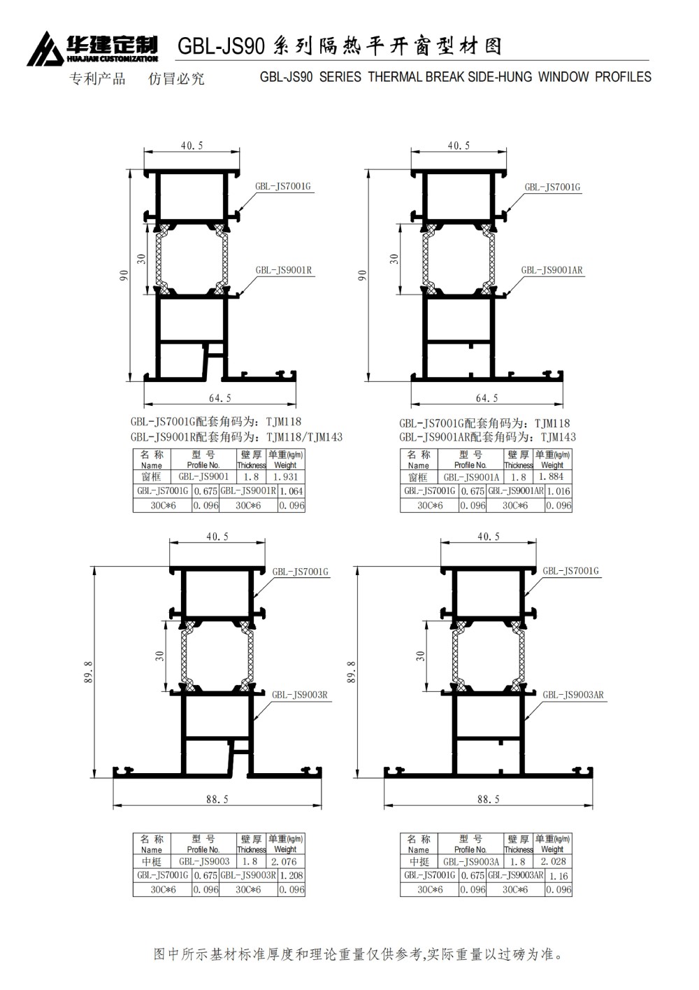 GBL-JS90 insulated casement window series