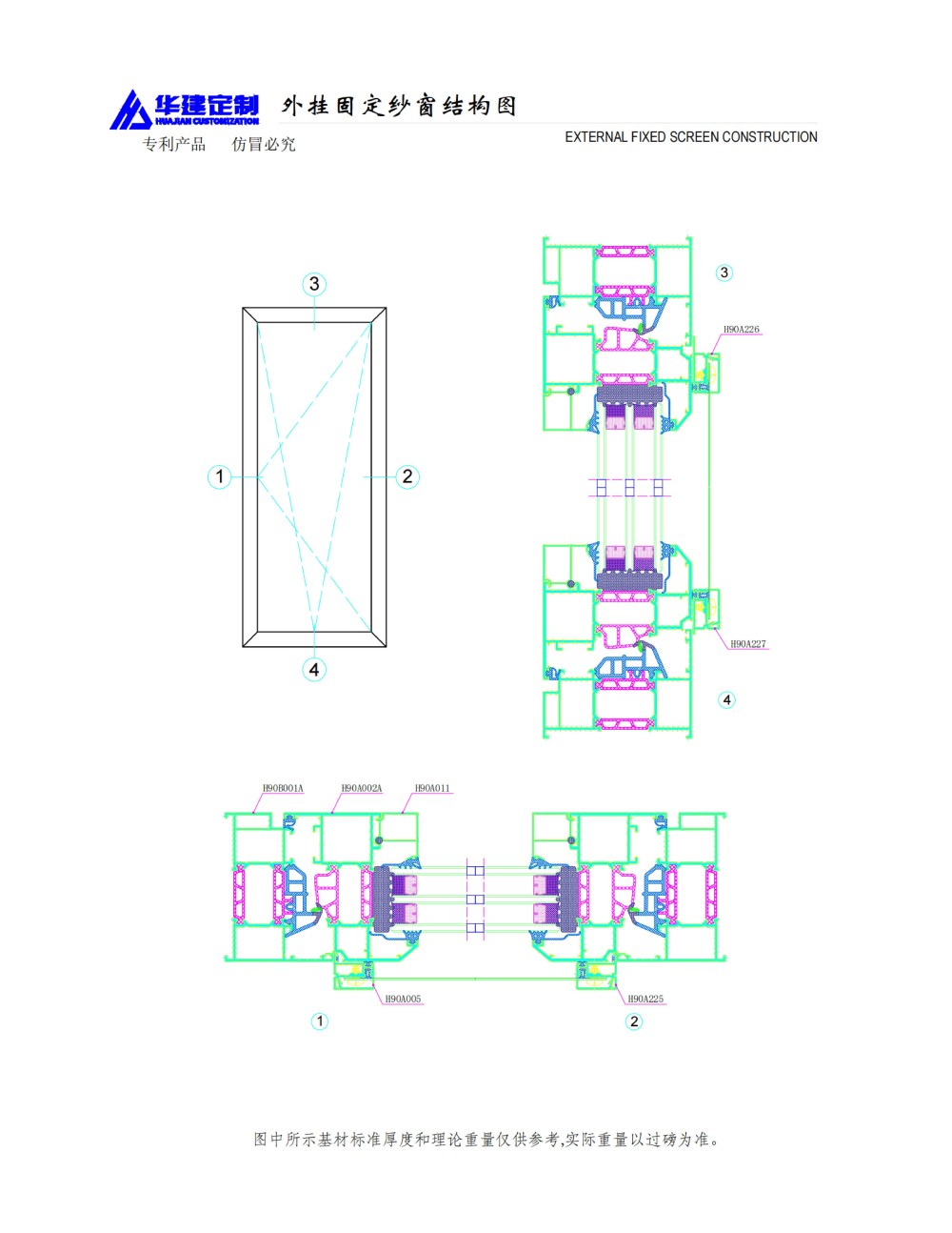 Huajian Customization - External Fixed Screen Window Series