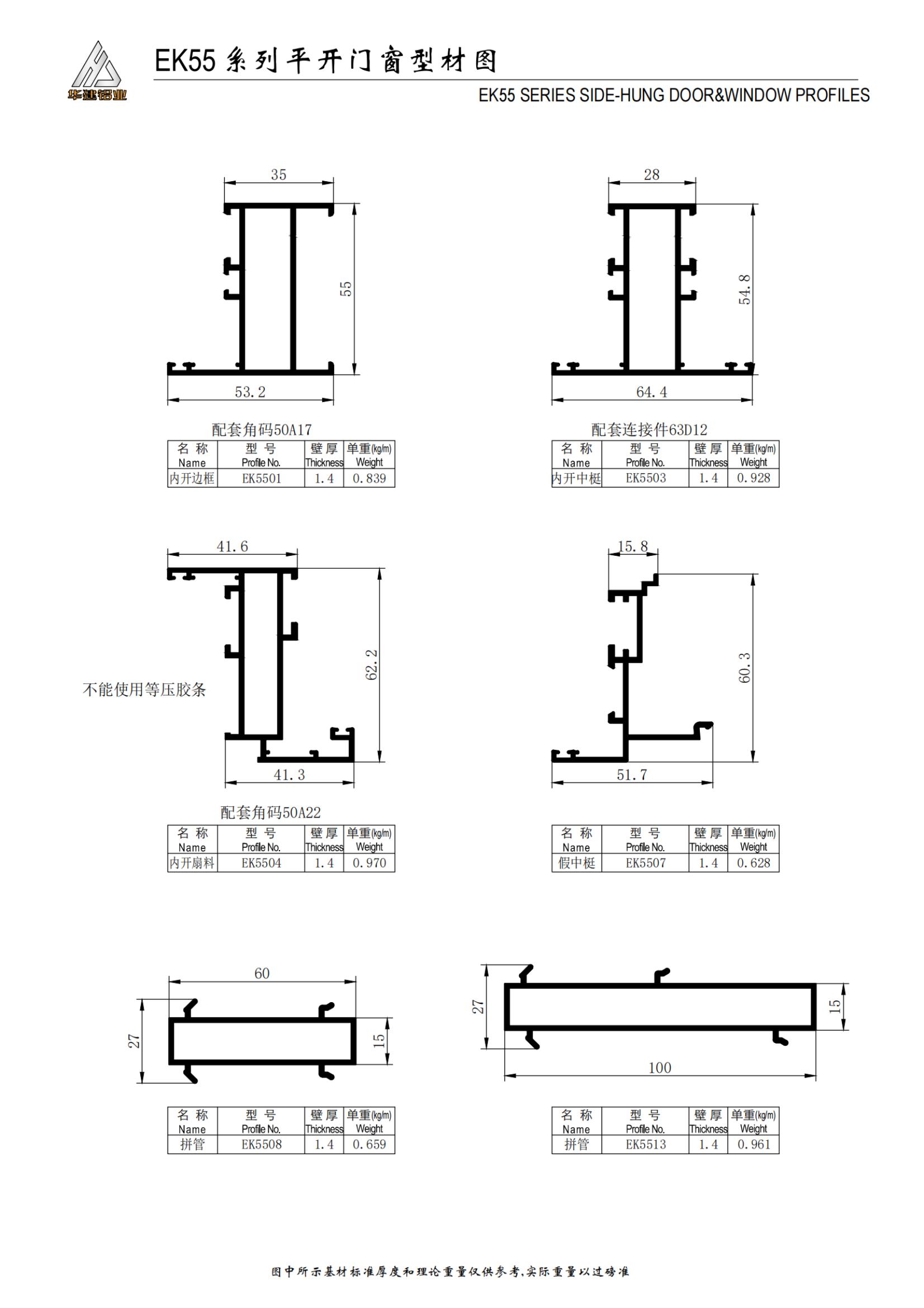 EK55 series swing doors and windows