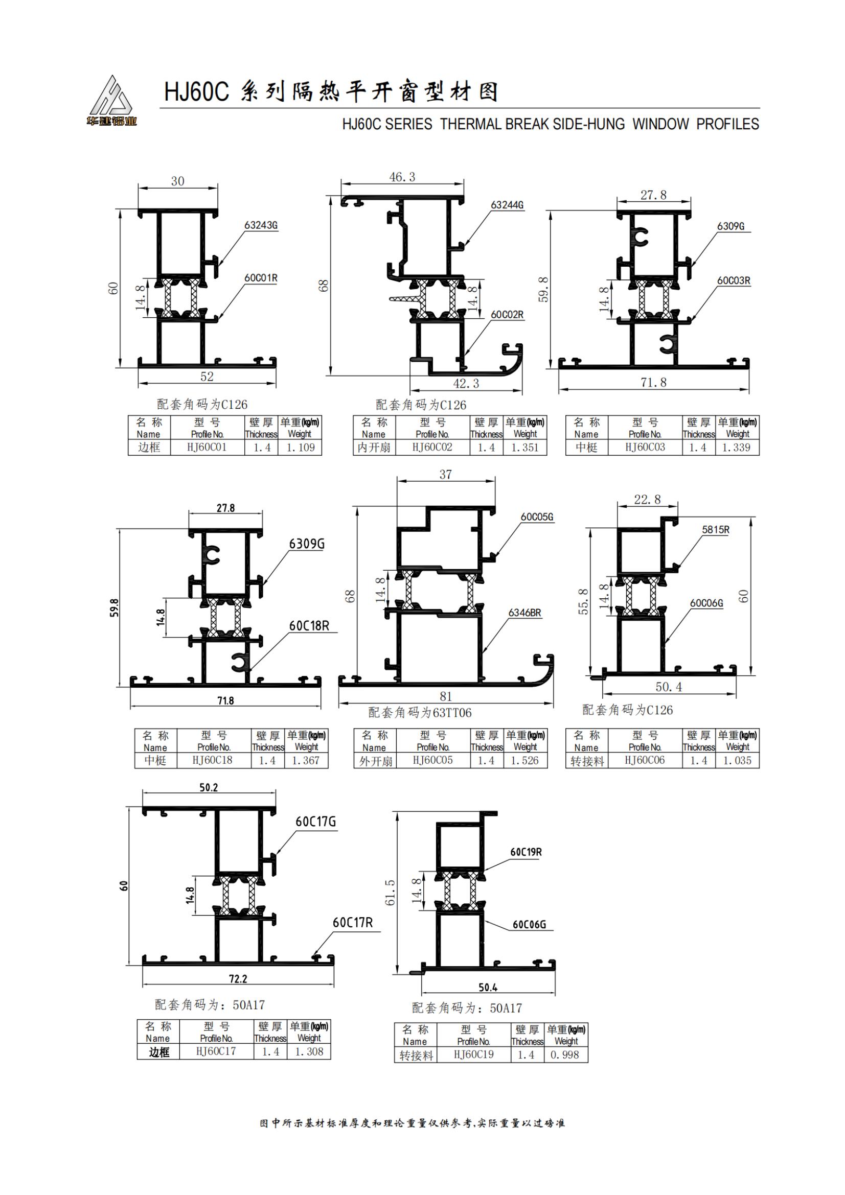 HJ60C series insulated casement window