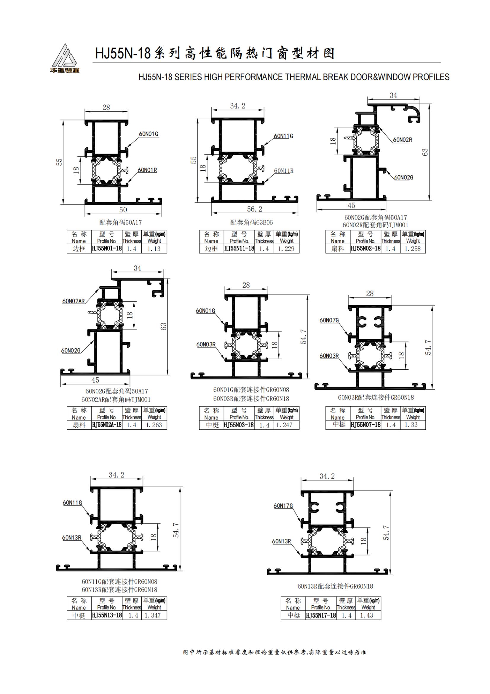 HJ55N-18 series insulated casement window