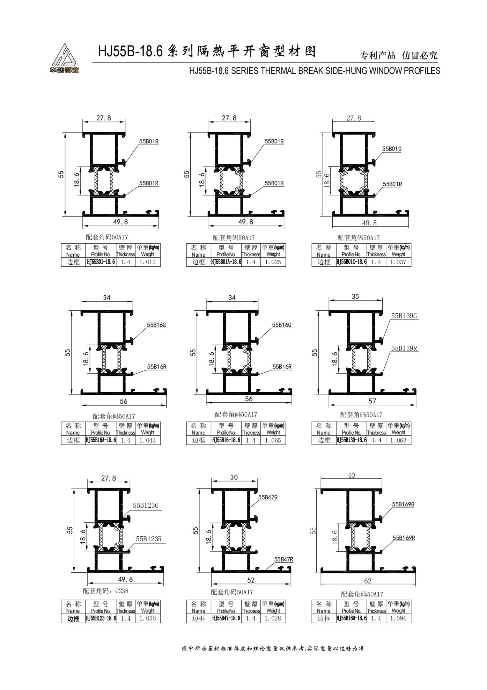 HJ55B-18.6 series insulated casement window
