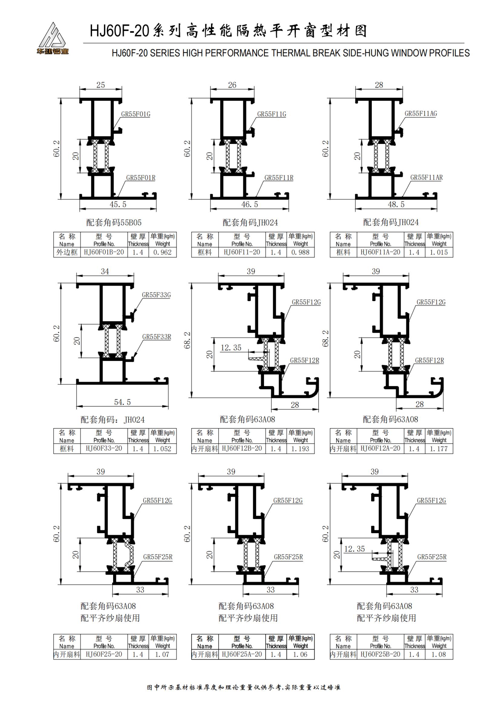 HJ60F-20 series high-performance insulated casement window