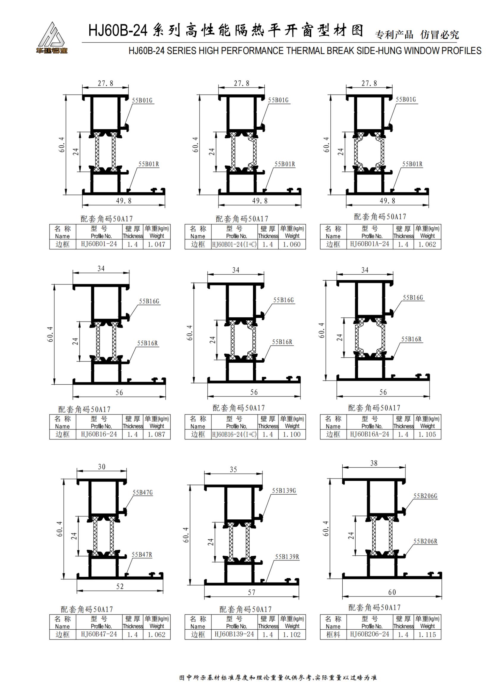 HJ60B-24 series high-performance insulated casement window