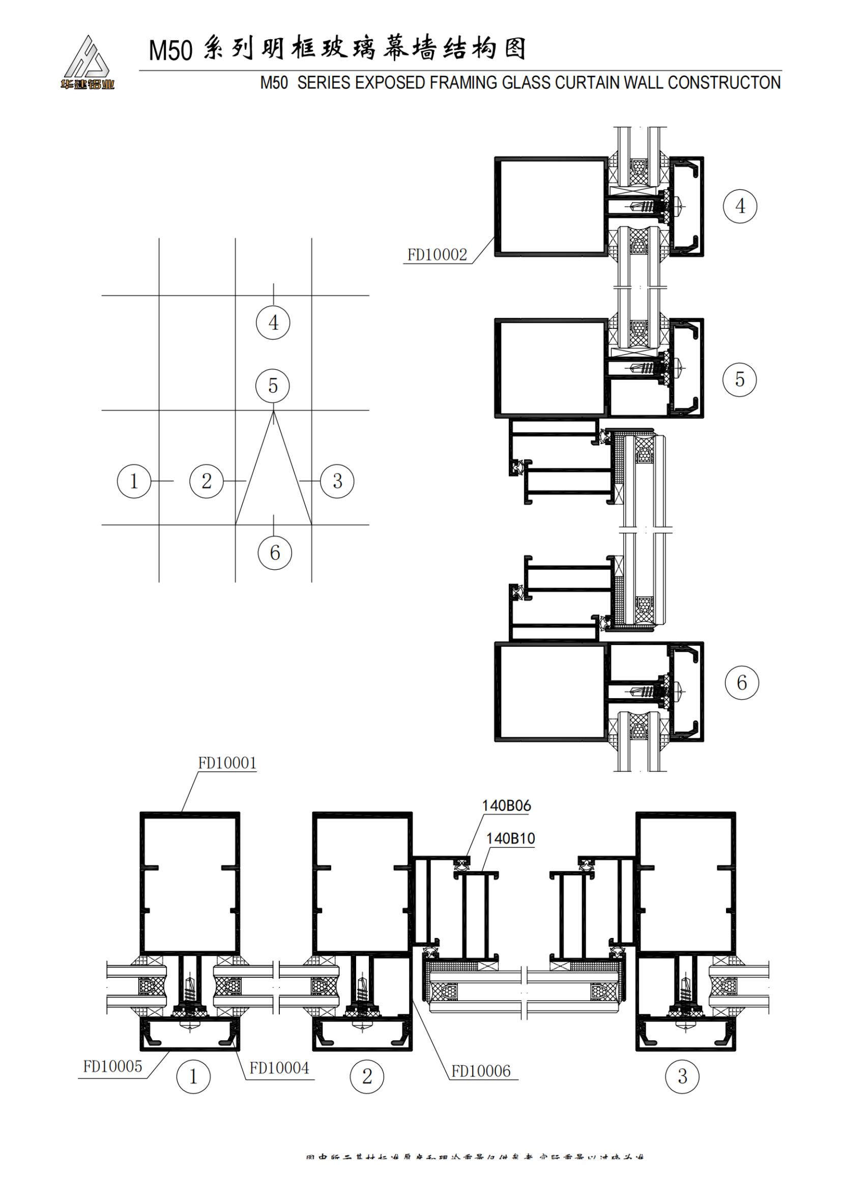 M50 transparent frame curtain wall