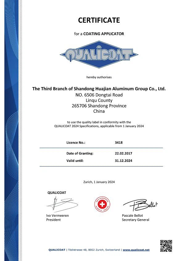 Certificate for a Coating Applicator