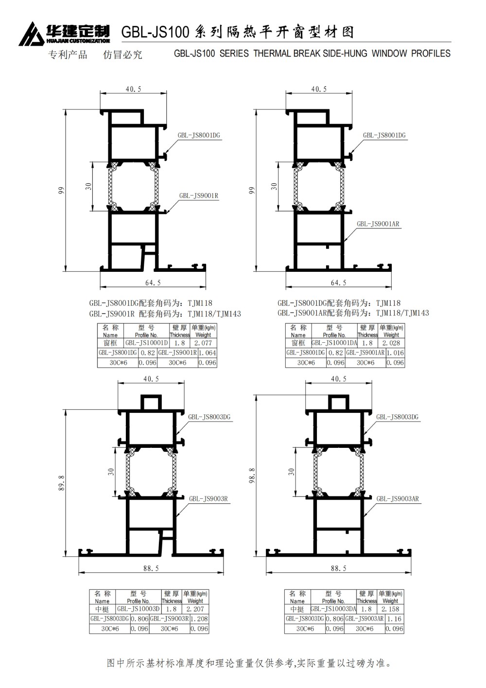 Serie de ventanas abatibles con aislamiento GBL-JS100