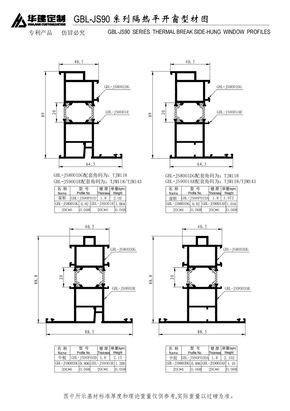 Serie de ventanas abatibles con aislamiento GBL-JS90