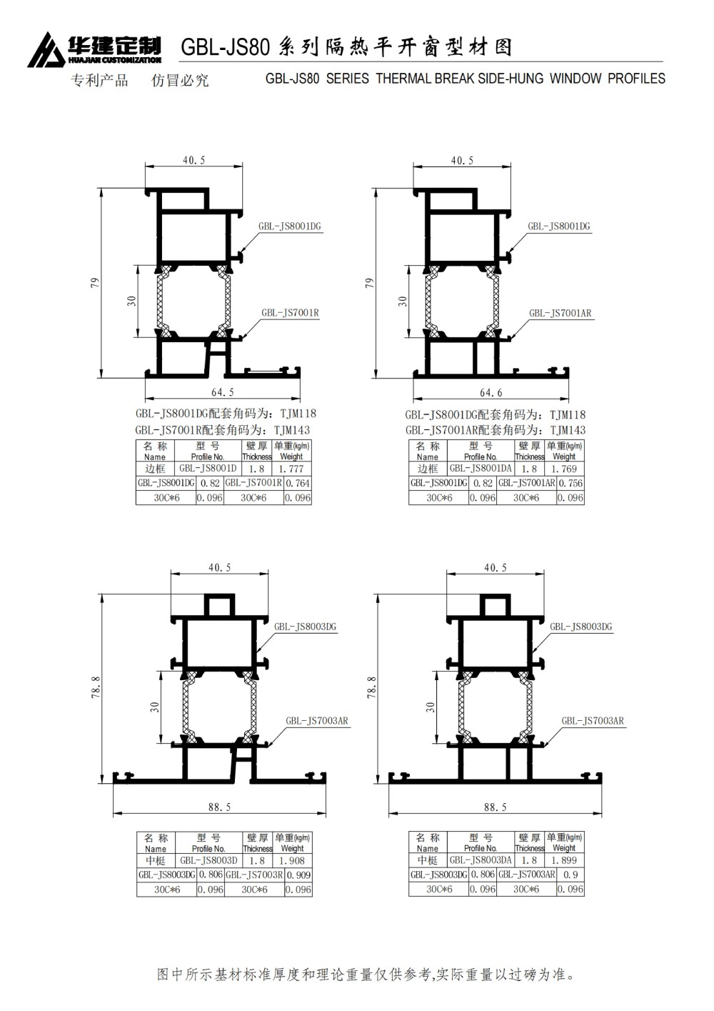 Serie de ventanas abatibles con aislamiento GBL-JS80